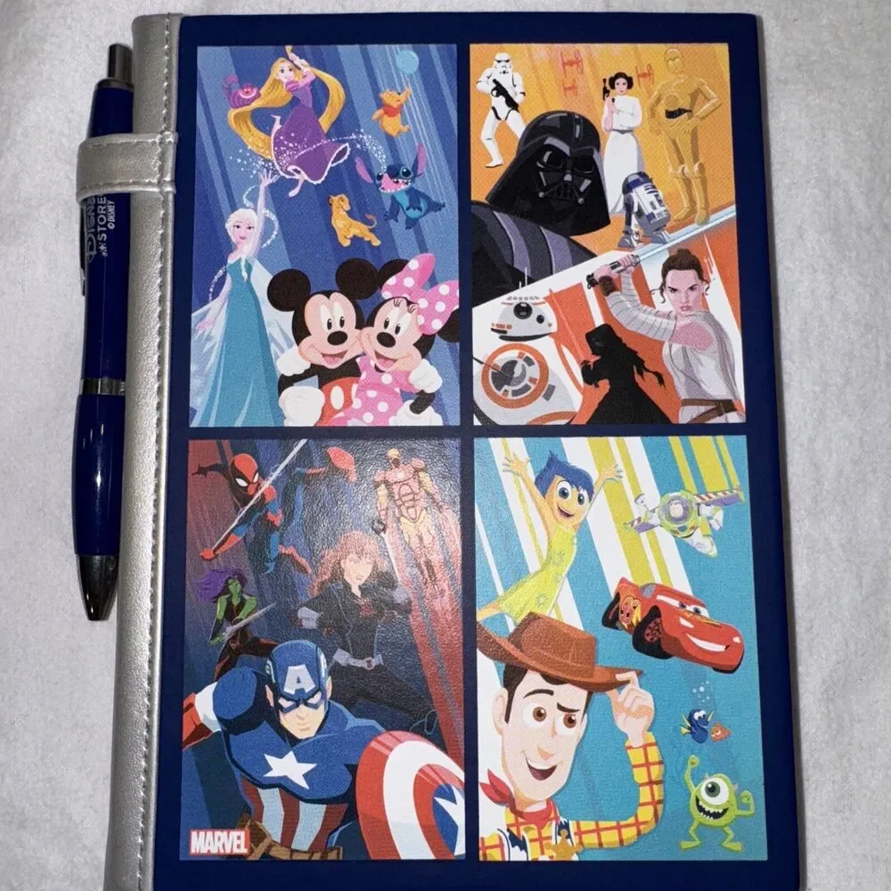 Disney Store 30th Anniversary Journal & Pen Mickey Minnie R2D2 BB-8 Iron Man